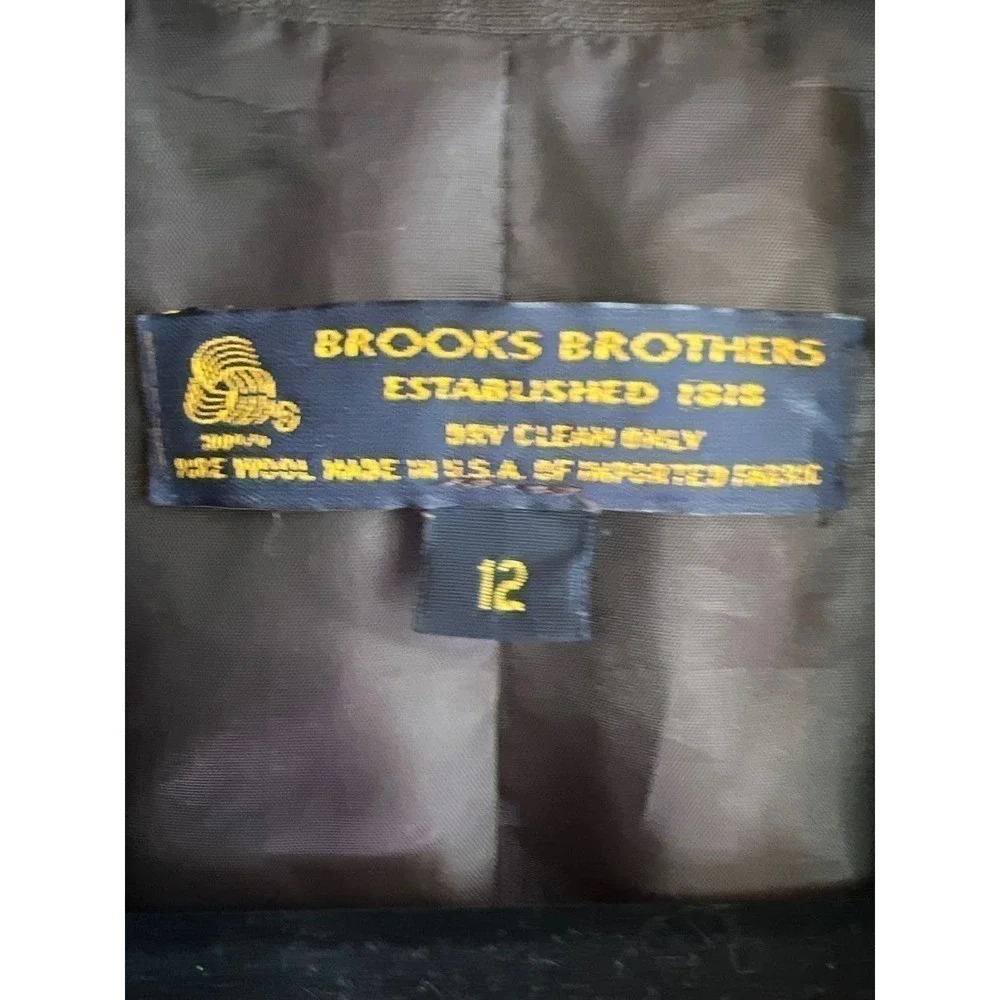 Brooks Brothers Blazer 12 Brown Pure Wool 2-Button Flap Pockets Dark Academia - Picture 4 of 5